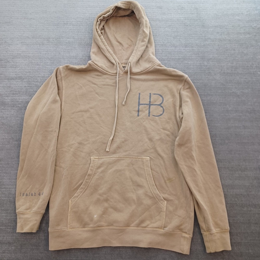 HB Boyhart Rancho Hoodie Mens M Beige Casual Stretch‎ Pre Shrunk Graphic Logo
